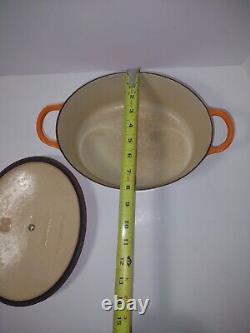 Le Creuset Flame C Orange Enamel Cast Iron Oval Dutch Oven 3.5 Qt