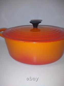 Le Creuset Flame C Orange Enamel Cast Iron Oval Dutch Oven 3.5 Qt