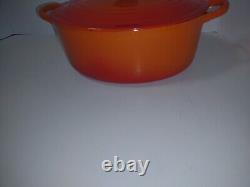 Le Creuset Flame C Orange Enamel Cast Iron Oval Dutch Oven 3.5 Qt