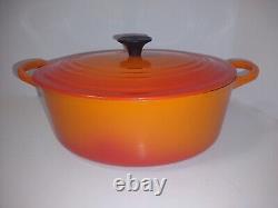 Le Creuset Flame C Orange Enamel Cast Iron Oval Dutch Oven 3.5 Qt