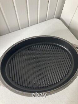 Le Creuset Flint Oyster Grey 4.75-qt Cast-Iron Oval Oven with Grill Pan Lid EUC