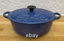 Le Creuset France Oval Dutch Oven #23 withLid Enameled Cast Iron Cobalt Blue