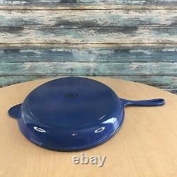 Le Creuset Lapis 15 inch Classic Oval skillet enameled Cast Iron blue pre-owned