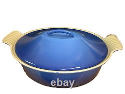 Le Creuset No. 28 Oval Casserole Blue 4 Quarts With Lid Cast Iron Vintg