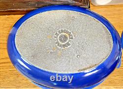 Le Creuset No. 28 Oval Casserole Blue 4 Quarts With Lid Cast Iron Vintg