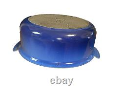 Le Creuset No. 28 Oval Casserole Blue 4 Quarts With Lid Cast Iron Vintg