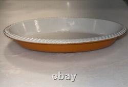 Le Creuset Orange #28 RARE Scrolled Edge Oval Roasting Pan Baking Vintage ExcLnT