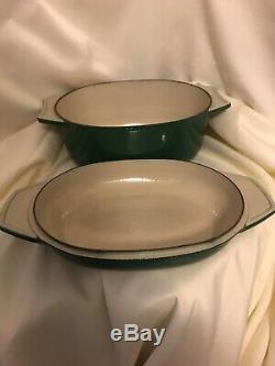 Le Creuset Oval Baking Dish/Roasting Pan With Sautee Pan Lid 10 1/2 4.5qt Green