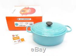 Le Creuset Oval Casserole Oven Pot Turquoise Enamel Cast Iron 6.75 Quart with Lid