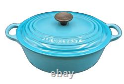 Le Creuset Oval Dutch Oven 2.6L 2.75qt 23cm Caribbean Blue Cast Iron France EUC