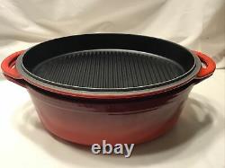 Le Creuset Oval Dutch Oven 4.75qt with Grill in Cerise Red NEW IN BOX