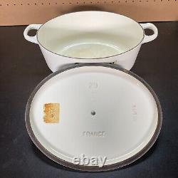 Le Creuset Oval Dutch Oven Cast Iron Enameled #29 5 QT White With Lid