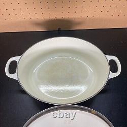 Le Creuset Oval Dutch Oven Cast Iron Enameled #29 5 QT White With Lid