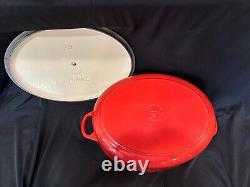 Le Creuset Oval Dutch Oven Red Enamel Cast Iron #29 France w Lid