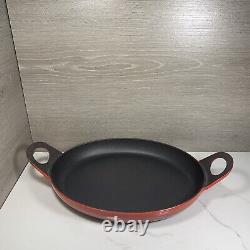 Le Creuset Oval Griddle 29cm 11-3/8 Red Cerise Enamel Cast Iron FRANCE EUC