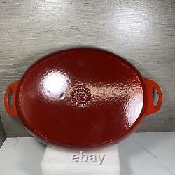 Le Creuset Oval Griddle 29cm 11-3/8 Red Cerise Enamel Cast Iron FRANCE EUC