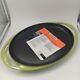 Le Creuset Oval Griddle 31cm 12-1/4 Green Cerise Enamel Cast Iron FRANCE EUC