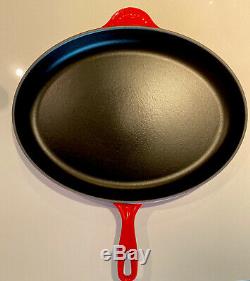 Le Creuset Oval Skillet Griddle Cerise Red Extra Large Size