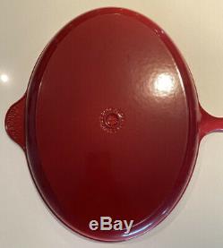 Le Creuset Oval Skillet Griddle Cerise Red Extra Large Size