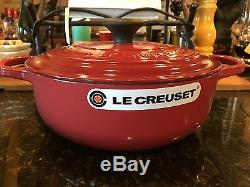 Le Creuset RARE 3.5 QT BURGUNDY Sauteuse Enameled Cast Iron Dutch Oven NEW Red