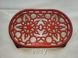 Le Creuset Red Enameled Cast Iron 10.5 Oval Trivet Made in France Footed