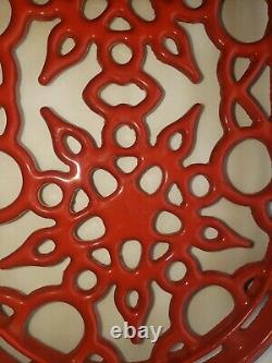 Le Creuset Red Enameled Cast Iron 10.5 Oval Trivet Made in France Footed