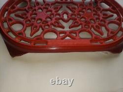 Le Creuset Red Enameled Cast Iron 10.5 Oval Trivet Made in France Footed