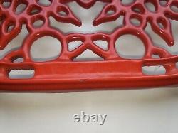 Le Creuset Red Enameled Cast Iron 10.5 Oval Trivet Made in France Footed