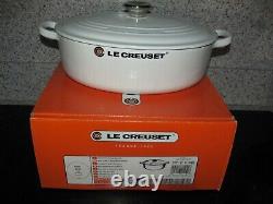 Le Creuset Shiny White 3-1/2 Qt Wide Oval Dutch Oven #27 NEW Very Rare