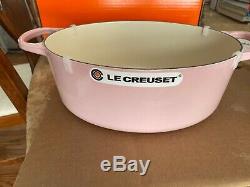 Le Creuset Signature Cast Iron 6.75 Quart Oval Dutch Oven Chiffon Pink BonBon
