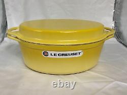 Le Creuset Soleil Yellow 4.75 QT Cast Iron Oval Dutch Over WithGrill Lid