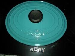 Le Creuset Turquoise/Caribbean Blue 3-1/2 Qt. Wide Oval Dutch Oven-#27 NEW