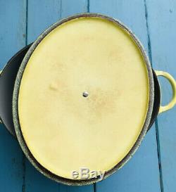 Le Creuset Vintage Yellow Cast Iron Oval Casserole Pot 5Ltr Approx 30 cm X 23 Cm