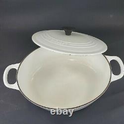 Le Creuset White Dutch Oven Oval Cast Iron Roaster #25 3.5 Quart Made In France