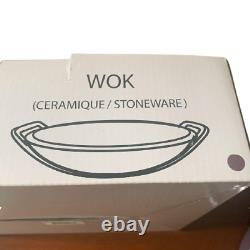 Le Creuset mini wok cassis 20cm Ceramic Stoneware Pan original Kitcken withbox NE