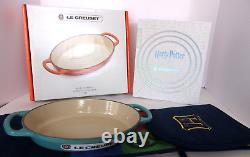 LeCreuset SIGNATURE Cast Iron OVAL BAKER 1qt TURQUOISE & HARRY POTTER Oven Mitts