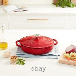 Lodge 3.6 Quart Enameled Cast Iron Oval Casserole With Lid- Dual Handles Oven