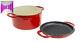 Lodge 7 Quart Red Enameled Cast Iron Double Dutch Oven With Grill Lid