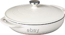 Lodge Enameled Cast Iron Casserole with Steel Knob and Loop Handles, 3.6 Quart