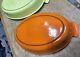 Lot Of 2 LE Creuset VINTAGE Oval Bakers Flame Orange Yellow Au Gratin Cast Iron