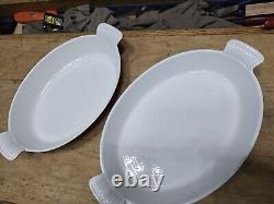 Lot Of 2 LE Creuset VINTAGE Oval Bakers Flame Orange Yellow Au Gratin Cast Iron