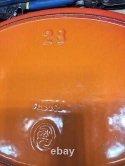 Lot Of 2! LE Creuset VINTAGE Oval Bakers Orange Gratin Enamel Cast Iron Look New