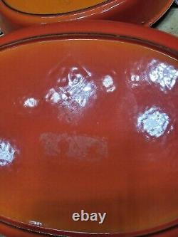 Lot Of 2! LE Creuset VINTAGE Oval Bakers Orange Gratin Enamel Cast Iron Look New