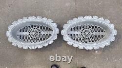 Lot of 2 Oval Cast Iron Aluminum Victorian Foundation Vents Pair Free Shipping