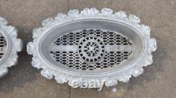 Lot of 2 Oval Cast Iron Aluminum Victorian Foundation Vents Pair Free Shipping