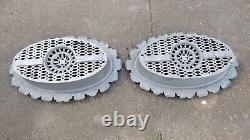 Lot of 2 Oval Cast Iron Aluminum Victorian Foundation Vents Pair Free Shipping