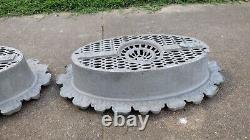 Lot of 2 Oval Cast Iron Aluminum Victorian Foundation Vents Pair Free Shipping