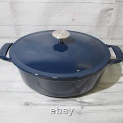 Made In Cookware Oval Enameled Cast Iron Dutch Oven 7.5 QT Harbour Blue Used