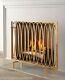 Modern Geometric Oval Loops Fireplace Fire Screen Flat Panel Antique Gold 40