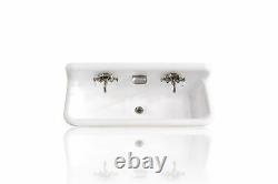 NEW 48 Red Wall Mount Cast Iron Porcelain High Back Trough Sink, Chrome Accents